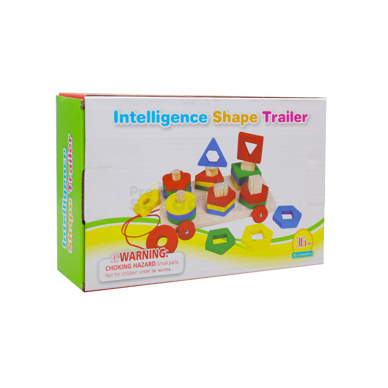 Six Column Intelligence Shape Trailer Wooden Toy