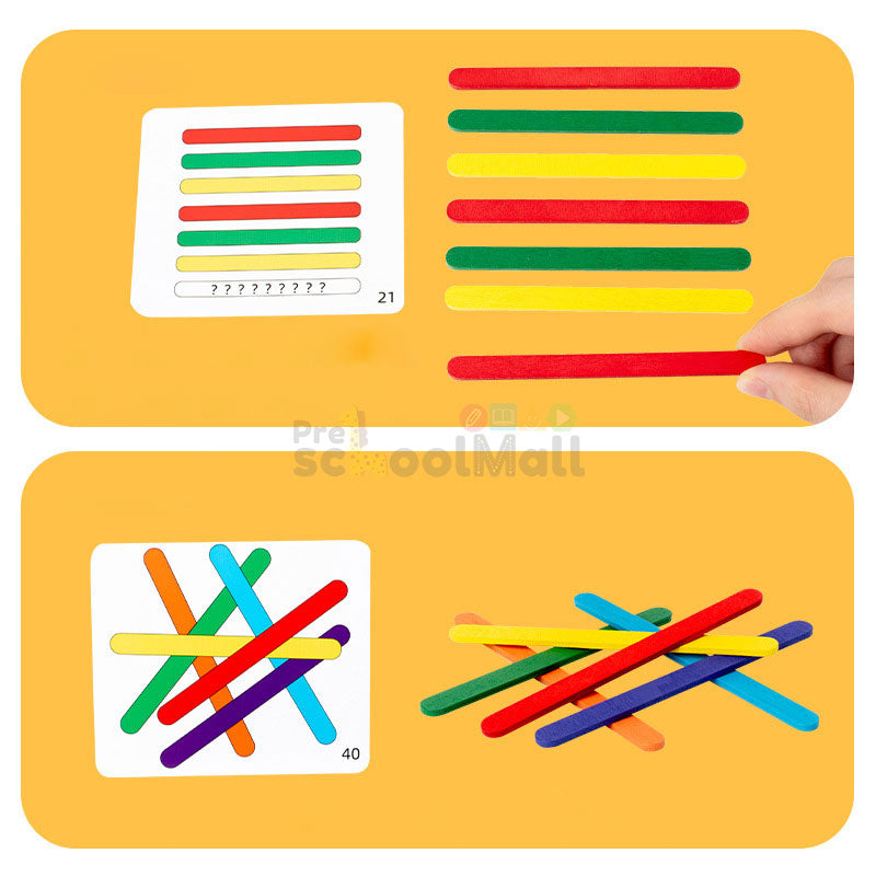 Space Placement Coloring Sticks Game Wooden