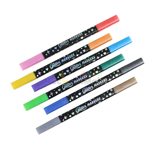 Super Shining Dual Tip Dual Color Glitter Markers 6 Pcs