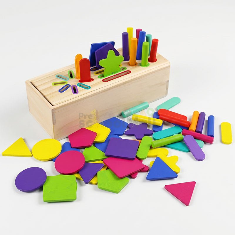 Three - in - one Wooden Shape Sorting Box - Preschool mall - Preschool Supplies & Educational Toys