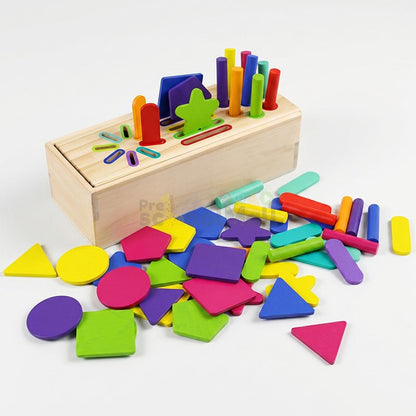 Three - in - one Wooden Shape Sorting Box - Preschool mall - Preschool Supplies & Educational Toys