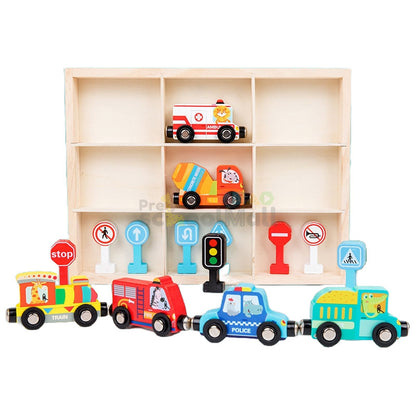 Traffic Magnetic Teaching Vehicle Wooden Train