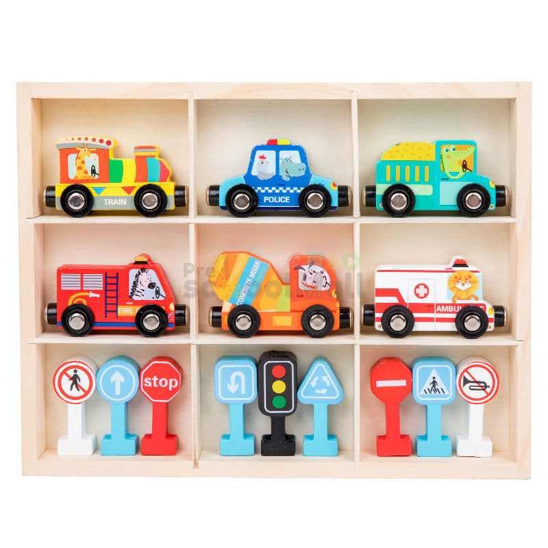 Traffic Magnetic Teaching Vehicle Wooden Train