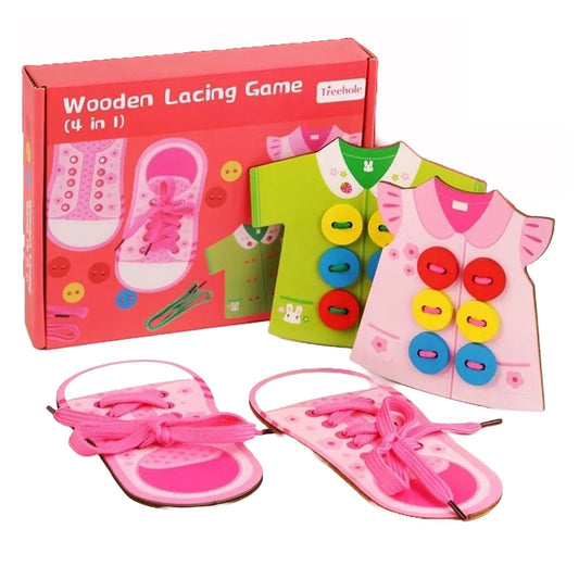 Wooden Lacing Game 4 in 1