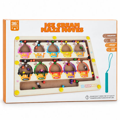 Ice Cream Magnetic Maze Moves Wooden Toy