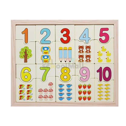 Wooden 1-10 Number with Pictures Puzzle Board