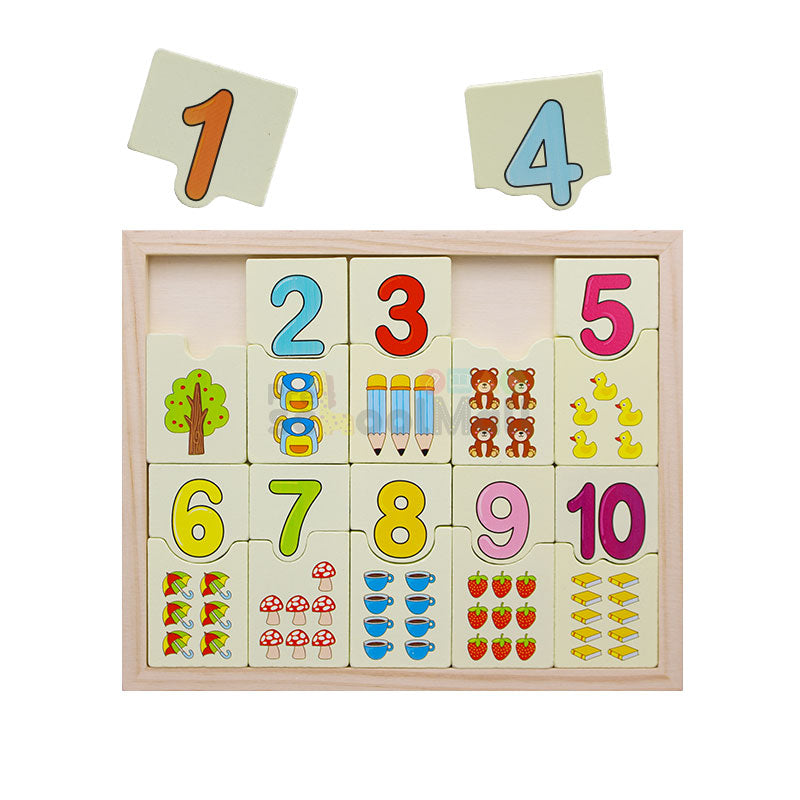 Wooden 1-10 Number with Pictures Puzzle Board