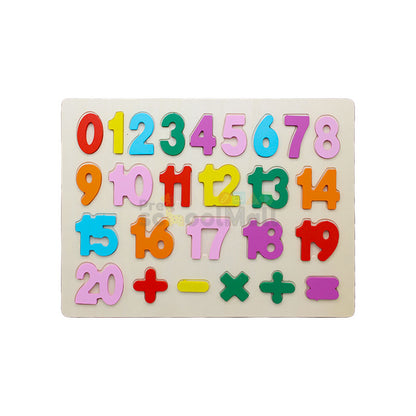 Wooden Number Puzzle Board 0 to 20 with Sign