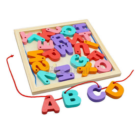 Wooden Capital Letters Lacing Tray