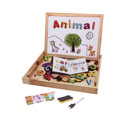 Wooden Cartoon Letter Magnetic Puzzle Board