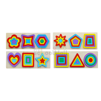 Wooden Colorful 3 Shapes Puzzle Board (1585)