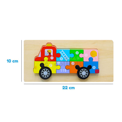 Wooden Creative 3D Vehicle Number Puzzle Board