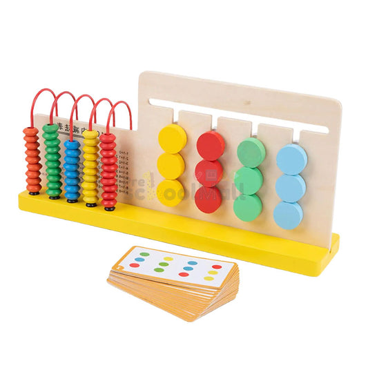 Wooden Four Color Game Calculation Stand with Abacus
