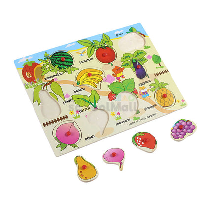 Wooden Fruits & Vegetables Peg Puzzle Board