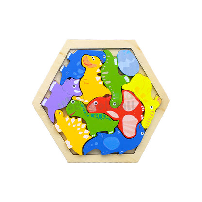 Wooden Hexagon Shape Puzzle Board