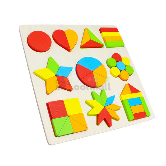 Wooden Colorful Jigsaw Shape Puzzle Board 1562A