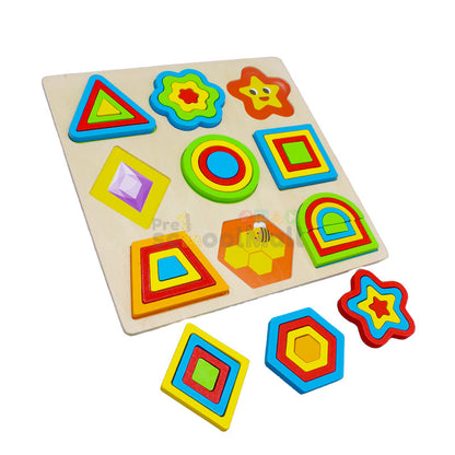 Wooden Colorful Jigsaw Shape Puzzle Board 1562B