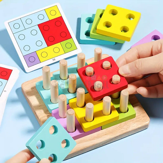 Wooden Logic Square Montessori Assembling Toy