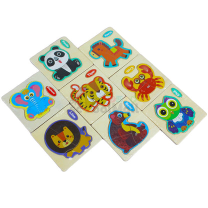 Wooden Mini Puzzle Game With Name Animals & Vehicles