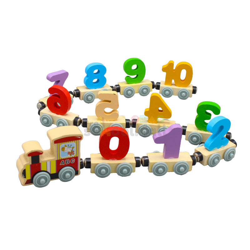 Wooden Number Digital Train with Engine