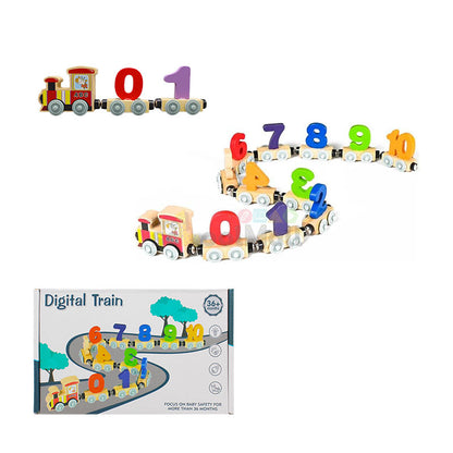 Wooden Number Digital Train with Engine