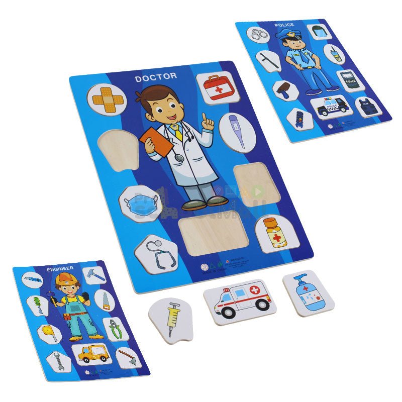 Wooden Occupation Puzzle Board for Kids - Preschool mall - Preschool Supplies & Educational Toys