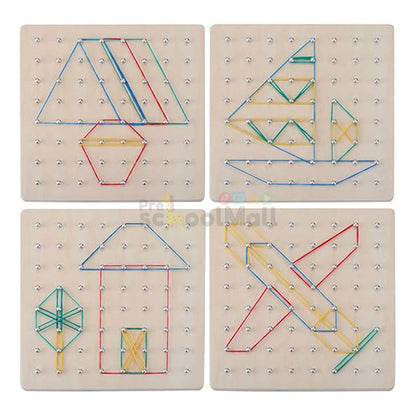 Wooden Puzzle Geoboard with Rubber Bands