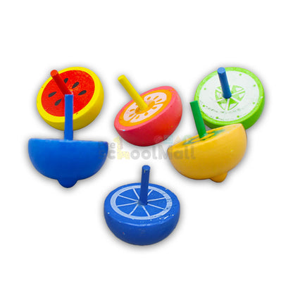 6 Pcs Wooden Spinning Top Toy