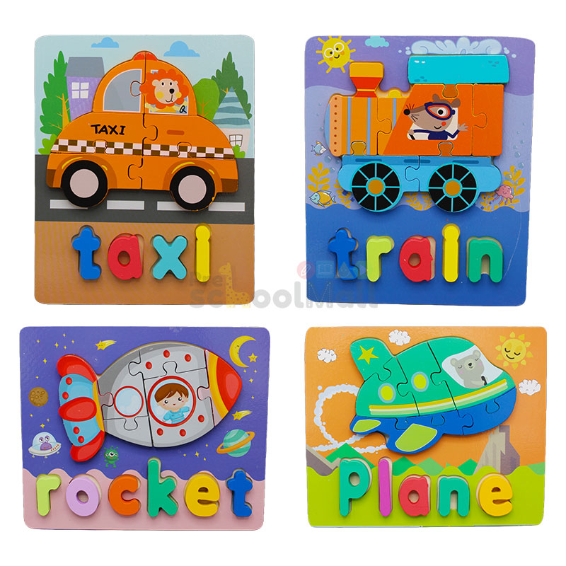 Wooden Square 3d Vehicle with name Puzzle Board 1567B