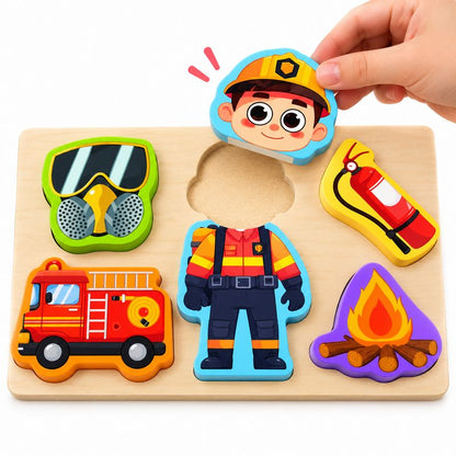 Wooden 3D Professions 6 Pcs Puzzle Board 02172