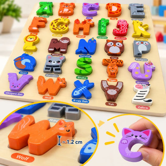 Wooden Animal Alphabet Puzzle Board – A to Z 02174