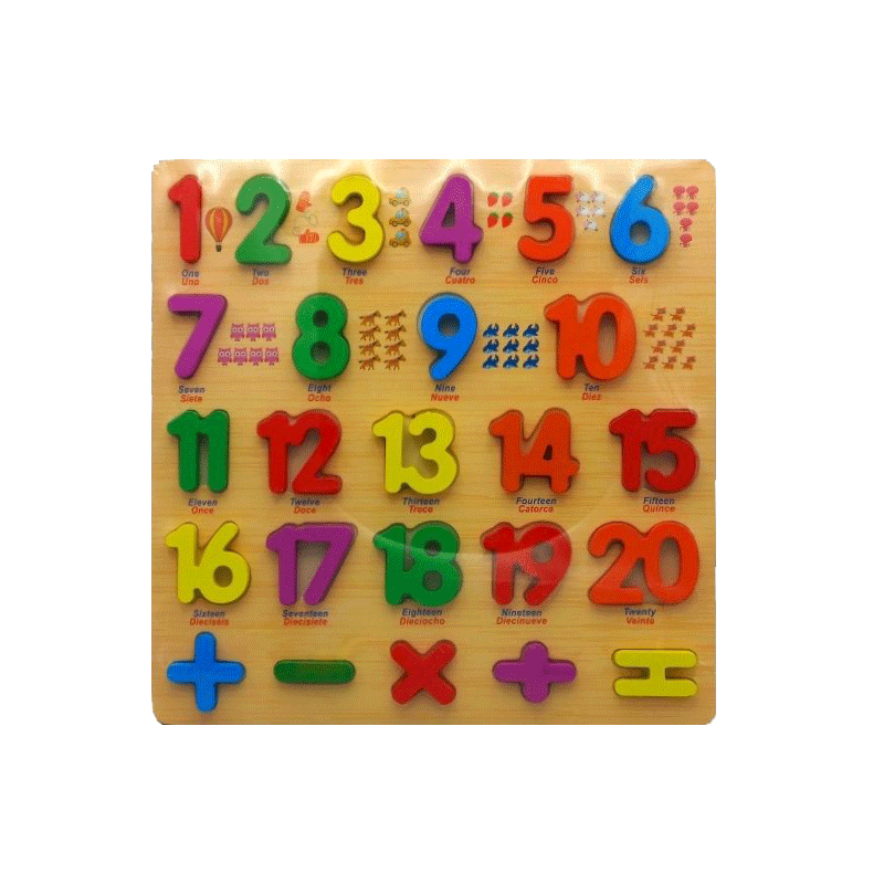 3D Numbers Guide Learning Wooden Board