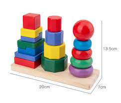 Montessori Colourful Three Column Tower -  Stacking Blocks