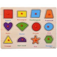 Wooden Puzzle Shapes Board with Names