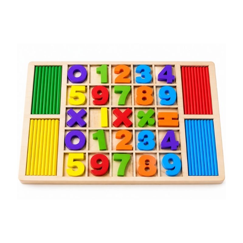 Wooden Numbers & Counting Sticks Math Learning Board