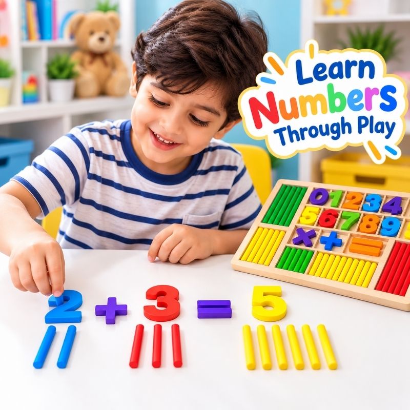 Wooden Numbers & Counting Sticks Math Learning Board