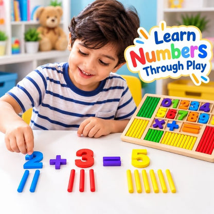 Wooden Numbers & Counting Sticks Math Learning Board