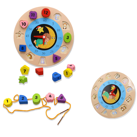 Wooden Shapes Puzzle Clock