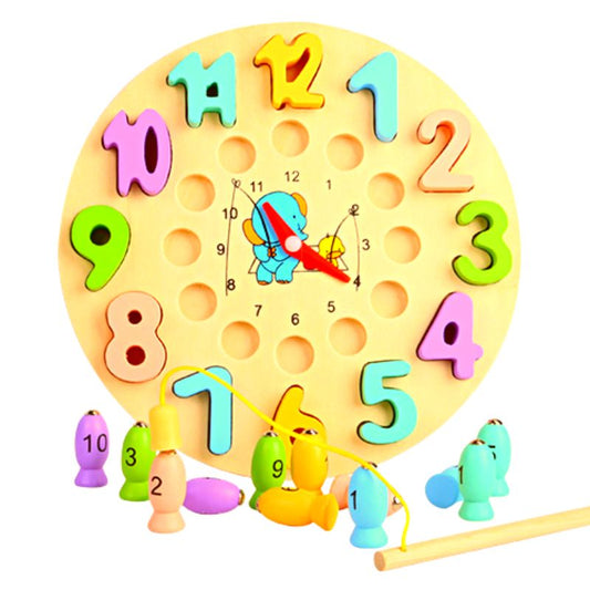 Wooden Fishing Clock Educational Toy