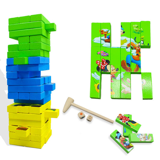 54 PCs Wooden Tower & Puzzle Blocks