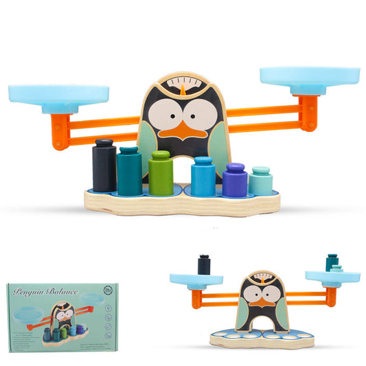 Wooden Penguin Balance Game