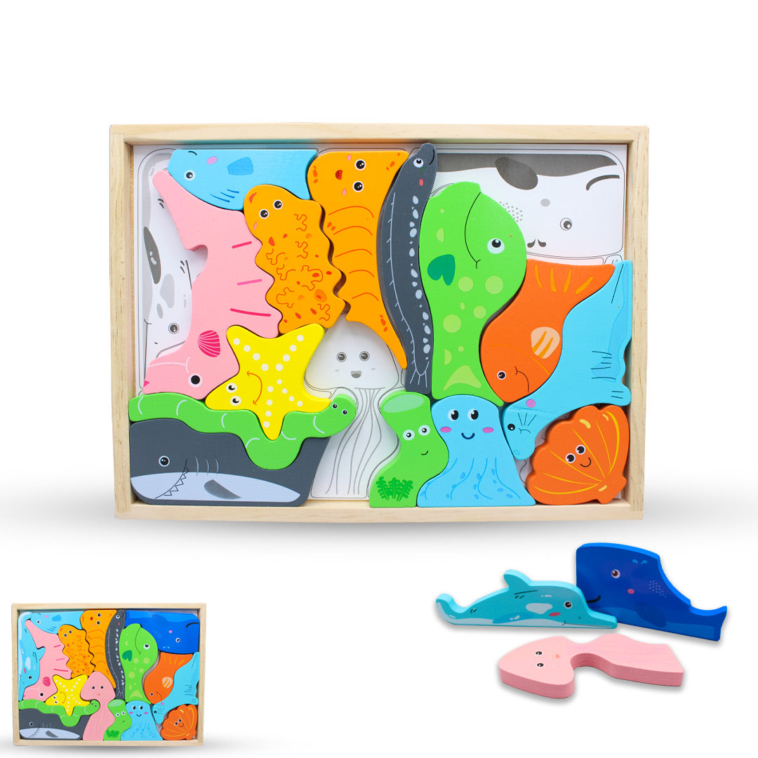 Wooden Three Dimensional Ocean Puzzle – Preschool mall - Preschool ...