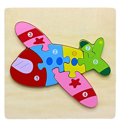 3D Wooden Shapes Numbers Board (1-7)