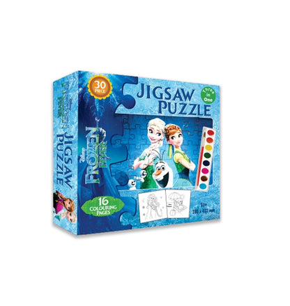3 in1 Jigsaw Puzzle With Coloring Page & Water color for girls