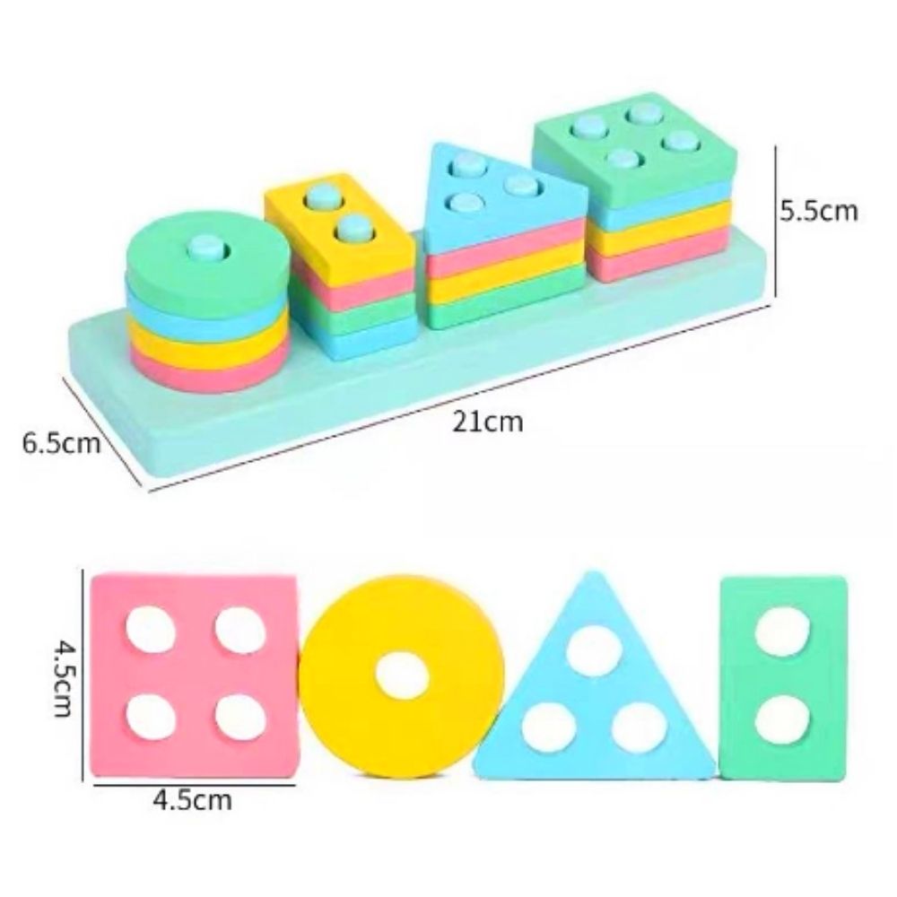4 Column Colorful Wooden Toy – Rectangle
