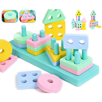 4 Column Colorful Wooden Toy – Rectangle