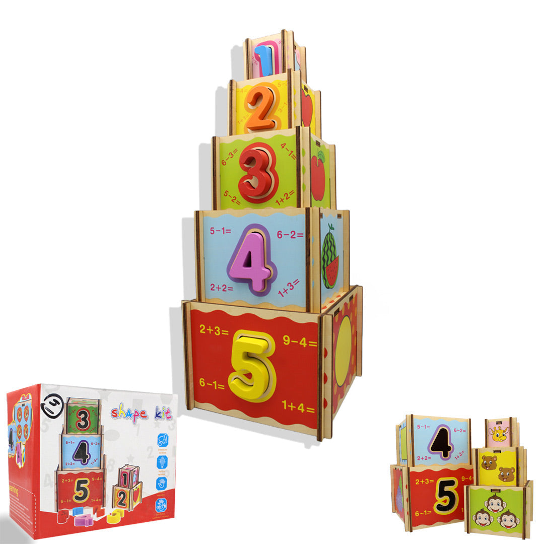 Nesting Shape Blocks Wooden Nesting Blocks with Numbers – Preschool mall - Preschool ...