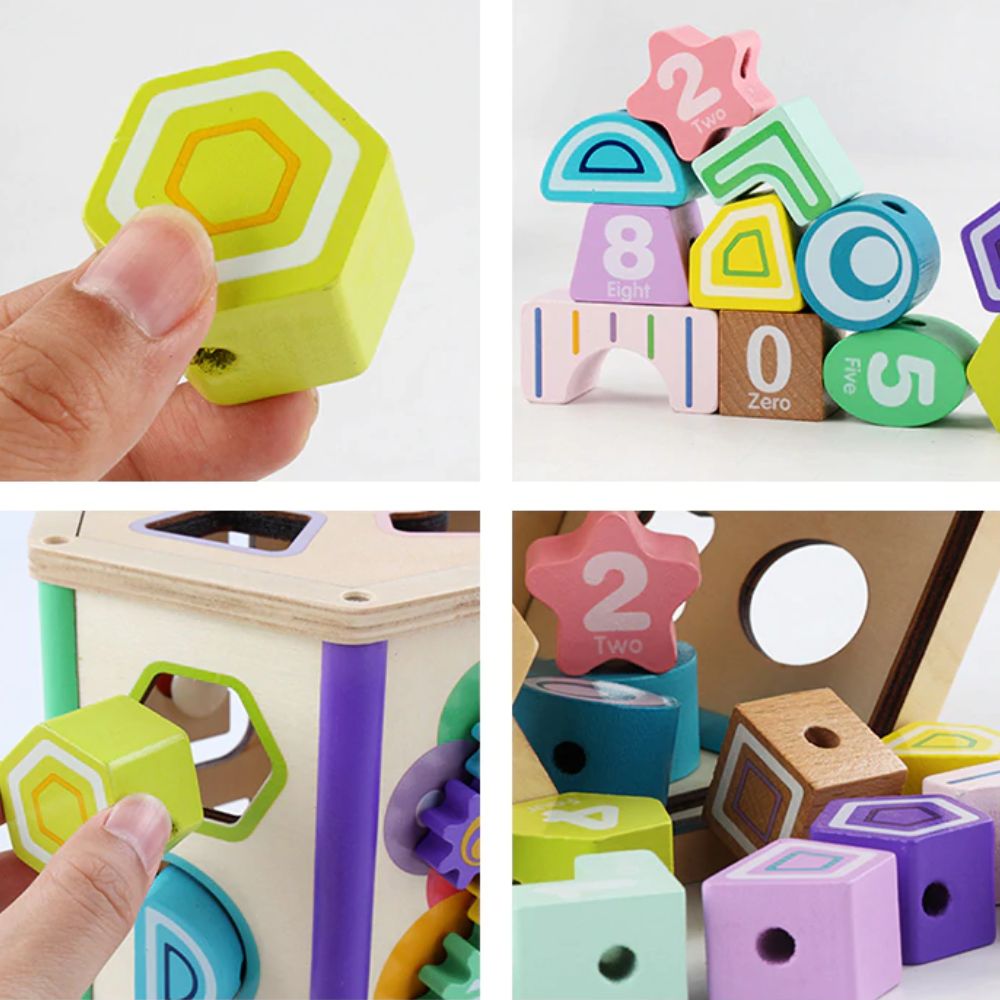 Wooden Shape Matching Puzzle Box- Cube