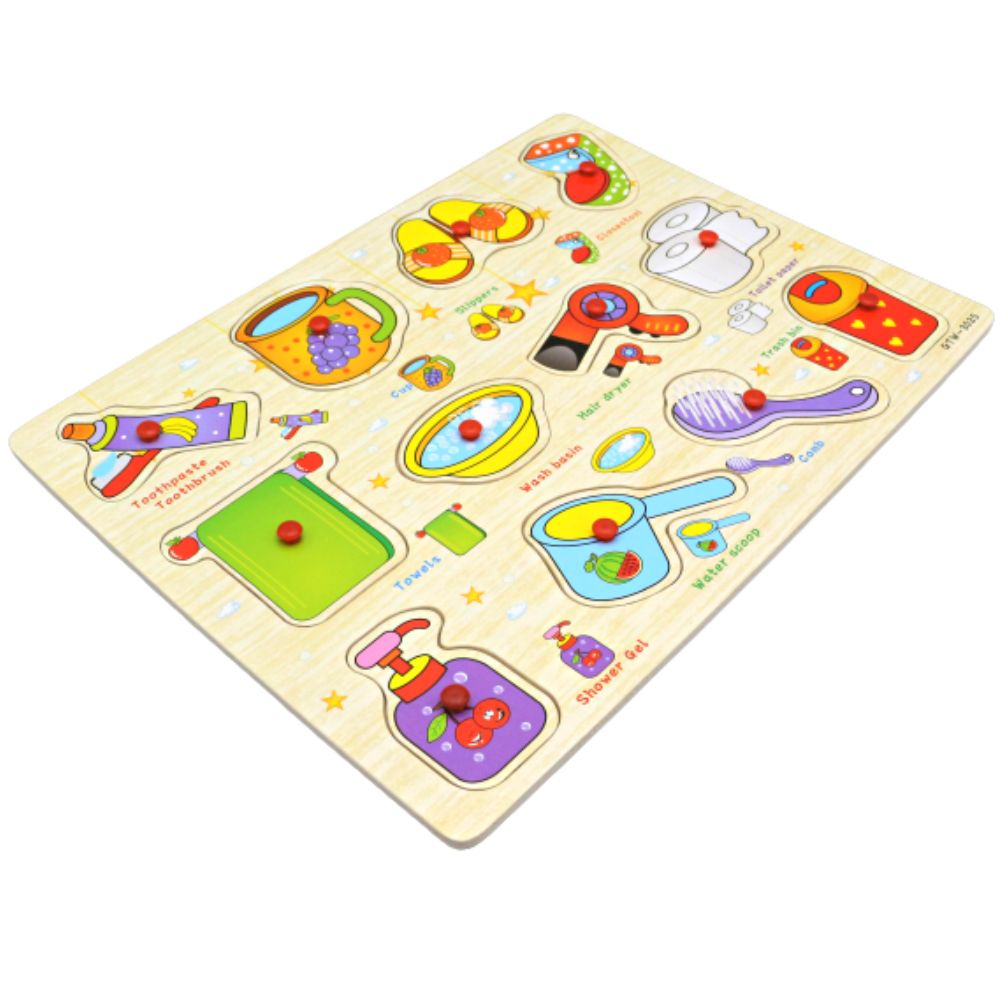 Wooden Peg Puzzle Board (Bath accessories) GTW-3025