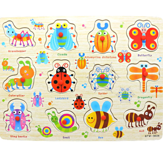 Wooden Peg Puzzle Board (Insects) GTW-3024